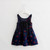 Summer Girls Cherry Pattern Sleeveless Dress, Kid Size:130cm(Navy Blue)