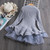 Winter Girls Knit Long Sleeve Sweater Organza Dress Evening Dress, Size:130cm(Grey)
