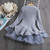 Winter Girls Knit Long Sleeve Sweater Organza Dress Evening Dress, Size:120cm(Grey)