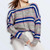 Women Knitwear Turtleneck Sweater, Size: XL(Grey Blue Stripes) Women Knitwear Turtleneck Sweater, Size: XL(Grey Blue Stripes)