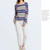 Women Knitwear Turtleneck Sweater, Size: XL(Grey Blue Stripes) Women Knitwear Turtleneck Sweater, Size: XL(Grey Blue Stripes)