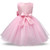 Pink Girls Sleeveless Rose Flower Pattern Bow-knot Lace Dress Show Dress, Kid Size: 120cm