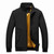 Solid Color Collage Long Sleeve Stand Collar Men Jacket (Color:Black Size:5XL)