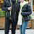 Stylish Slim Men Hooded Cotton Coat, Size:XXL(Black + Orange)(Black + Orange)