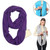 Women Solid Winter Infinity Scarf Pocket Loop Zipper Pocket Scarves (Purple)