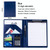 Office Supplies Business Style Leather Document Folder with 30-pages A4 Note Pad & Calculator (Blue)