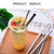 5 PCS Reusable Stainless Steel Straight Drinking Straw + Cleaner Brush Set Kit,  266*6mm(Silver)