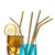 5 PCS Reusable Stainless Steel Straight Drinking Straw + Cleaner Brush Set Kit,  215*6mm(Black)
