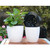 Lazy Flower Pots Automatic Water-absorbing Hydroponic Potted Plants Circular Resin Plastic Flower Pots Double-layer Design Self Watering Planter, Diameter: 13cm, Height: 13.7cm(White)