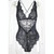 Women Sexy Lingerie Lace Hollow Out Temptation Bodysuits Deep V Neck Underwear, Size: S(Black)