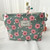 Vintage Corduroy Cosmetic Bag Flower Travel Portable Washing Bag(Cherry)