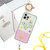 For iPhone 15 Bronzing Butterfly Flower TPU Phone Case with Lanyard(Colorful Butterfly)