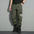 Mens Drawstring Pants Loose-Fitting Pants With Multiple Pockets, Size: L(Green)