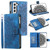 For Samsung Galaxy S21 FE 5G Multi-Card Totem Zipper Leather Phone Case(Blue)