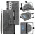 For Samsung Galaxy S21 FE 5G Multi-Card Totem Zipper Leather Phone Case(Grey) For Samsung Galaxy S21 FE 5G Multi-Card Totem Zipper Leather Phone Case(Grey)