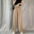 Summer Ice Silk Drooping Wide-Leg Pants High-Waisted Loose Straight Leg Lounge Pants, Size: L(Khaki)
