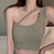 Bustier Camisole Ladies Sports Top With Chest Pads, Size: For 40-70kg(Gray Green)