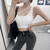 Bustier Camisole Ladies Sports Top With Chest Pads, Size: For 40-70kg(Gray Green)