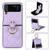 For Samsung Galaxy Z Flip3 Rhombic Microfiber Folding Phone Case with Ring(Purple)