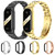 For Xiaomi Mi Band 8 Mijobs CS Case Three Bead Metal Stainless Steel Watch Band(Gold)