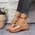 PU Leather Flip Flop Sandals Roman Style Adjustable Strap Sandals, Size: 35(Brown)