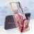 For iPhone 15 Pro Electroplating Marble Dual-side IMD Phone Case(Rose Red 014)
