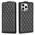 For iPhone 15 Pro Max Diamond Lattice Vertical Flip Leather Phone Case(Black)