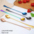 2pcs 304 Stainless Steel Long Handle Thickened Pointed Spoon Coffee Ice Drink Mixing Spoon, Color: Titanium Gold