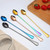 2pcs 304 Stainless Steel Long Handle Thickened Pointed Spoon Coffee Ice Drink Mixing Spoon, Color: Titanium Gold