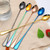 2pcs 304 Stainless Steel Long Handle Thickened Pointed Spoon Coffee Ice Drink Mixing Spoon, Color: Titanium Gold