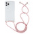 For iPhone 15 Four-Corner Shockproof Transparent TPU Case with Lanyard(Pink)