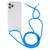 For iPhone 15 Four-Corner Shockproof Transparent TPU Case with Lanyard(Blue)