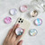 5pcs Transparent Crystal Ball Marble Texture Airbag Phone Holder Lazy Desktop Support Retractable Ring Stand(Brick Red)
