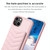 For iPhone 14 / 13 BF26 Wave Pattern Card Bag Holder Phone Case(Pink)