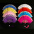 Vintage Style Flapper Hand Fan Embroidered Flower Marabou Feather Fan(Yellow)