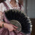 Vintage Style Flapper Hand Fan Embroidered Flower Marabou Feather Fan(Yellow)