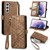 For Samsung Galaxy S21+ 5G Geometric Zipper Wallet Side Buckle Leather Phone Case(Brown)