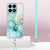 For Honor X8a Electroplating Marble Dual-side IMD Phone Case with Lanyard(Green 003)