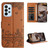For Samsung Galaxy A72 Cat Embossing Pattern Leather Phone Case with Lanyard(Brown)