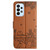 For Samsung Galaxy A72 Cat Embossing Pattern Leather Phone Case with Lanyard(Brown)
