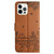 For iPhone 15 Pro Max Cat Embossing Pattern Leather Phone Case with Lanyard(Brown)