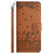 For iPhone 14 Pro Cat Embossing Pattern Leather Phone Case with Lanyard(Brown)
