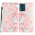 For Motorola Moto E13 Colored Drawing Leather Phone Case(Pink Marble)