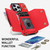 For iPhone 13 Pro Zipper Card Bag Phone Case with Dual Lanyard(Red)