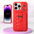 For iPhone 14 Pro Vertical Card Bag Ring Holder Phone Case with Dual Lanyard(Red)