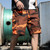 Summer Men Thin and Loose Fitting Casual Beach Shorts, Size:XL(9033-Orange Camo)