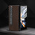 For Samsung Galaxy Z Fold3 5G Carbon Fiber Texture Integrated Protective Phone Case with Holder(Brown)