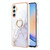 For Samsung Galaxy A24 4G Electroplating Marble IMD TPU Phone Case with Ring Holder(White 006)