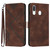 For Samsung Galaxy A40 Line Pattern Skin Feel Leather Phone Case(Coffee)