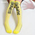3pairs Spring And Autumn Student Children Skin-Friendly Alphabet SUP Mesh Long Cotton Socks About 42cm(Yellow)